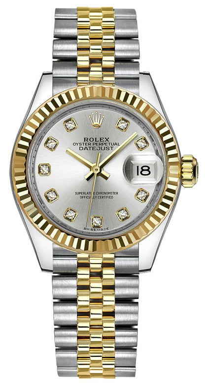 Rolex Lady-Datejust 28 Silver Dial Jubilee Bracelet Women's Watch 279173-0007