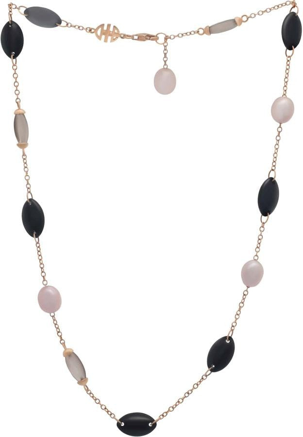 Mimi Milano 18k Rose Gold Agate Quartz Pearl Womens Necklace C153RO3F