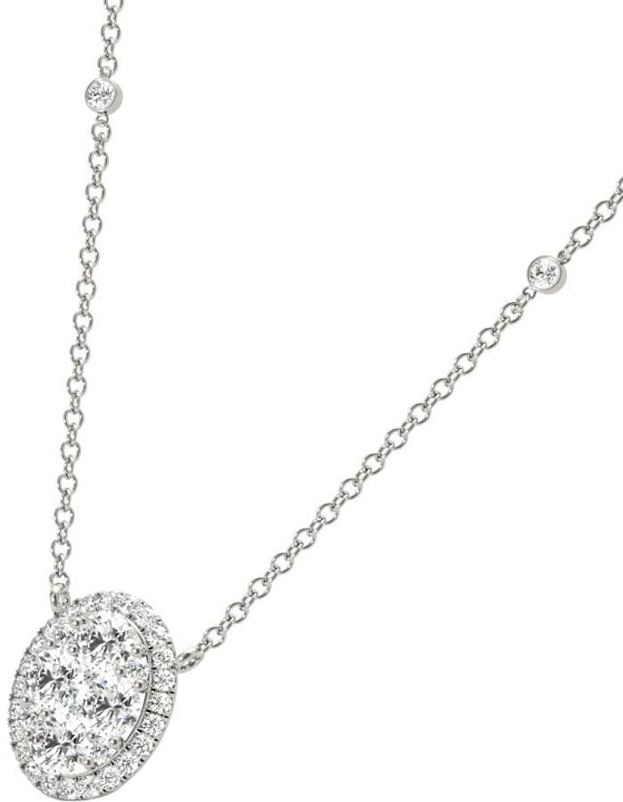 Diamond Oval Pendant, .71 Carat on Solid 18k White Gold P20243W