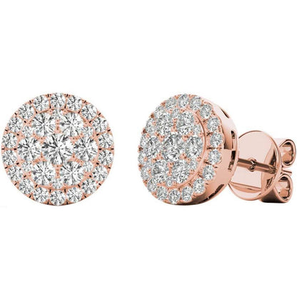 .43 TCW Rose Gold Diamond Halo Pave Earrings E20236R