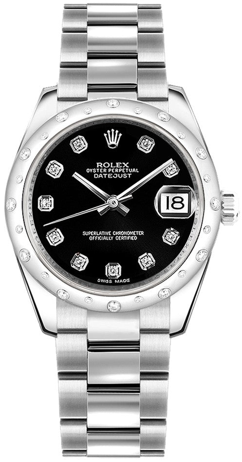 Rolex Datejust 31 Black Diamond Oyster Bracelet Watch 178344-0030