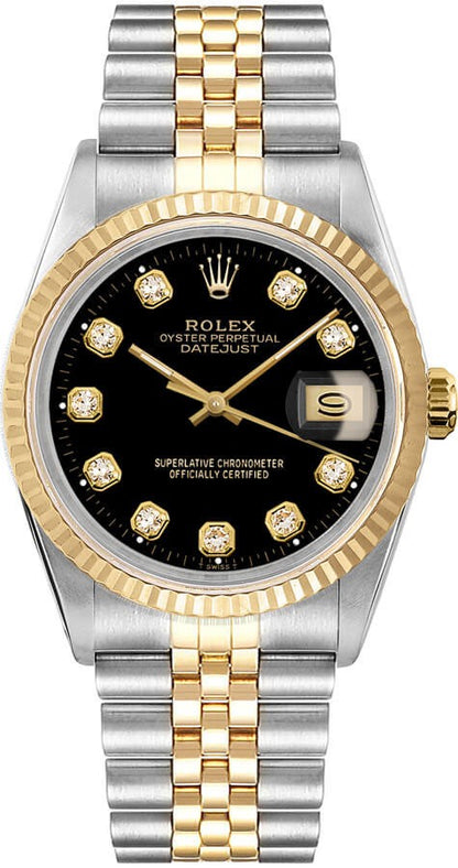 Rolex Datejust 36 Black Diamond Dial Unisex Watch 16013