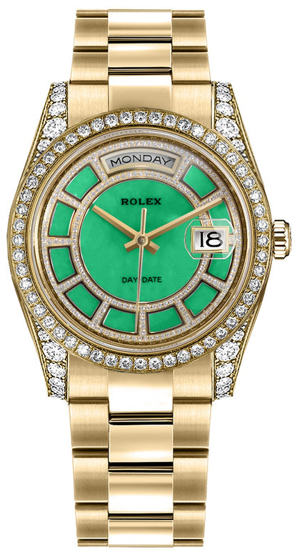 Rolex Day-Date 36 Green Diamond Dial Oyster Bracelet Watch 118388-0148