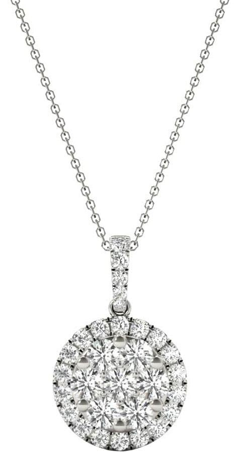 Diamond Round Pendant, .56 Carat on Solid 18k White Gold P20241W