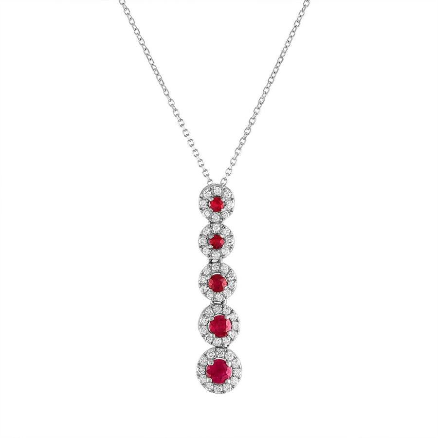 Diamond Ruby Pendant on Solid 18k White Gold