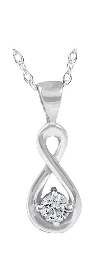 Women's Solitaire Knot Diamond Pendant, 0.1 Carat on Solid 10k White Gold