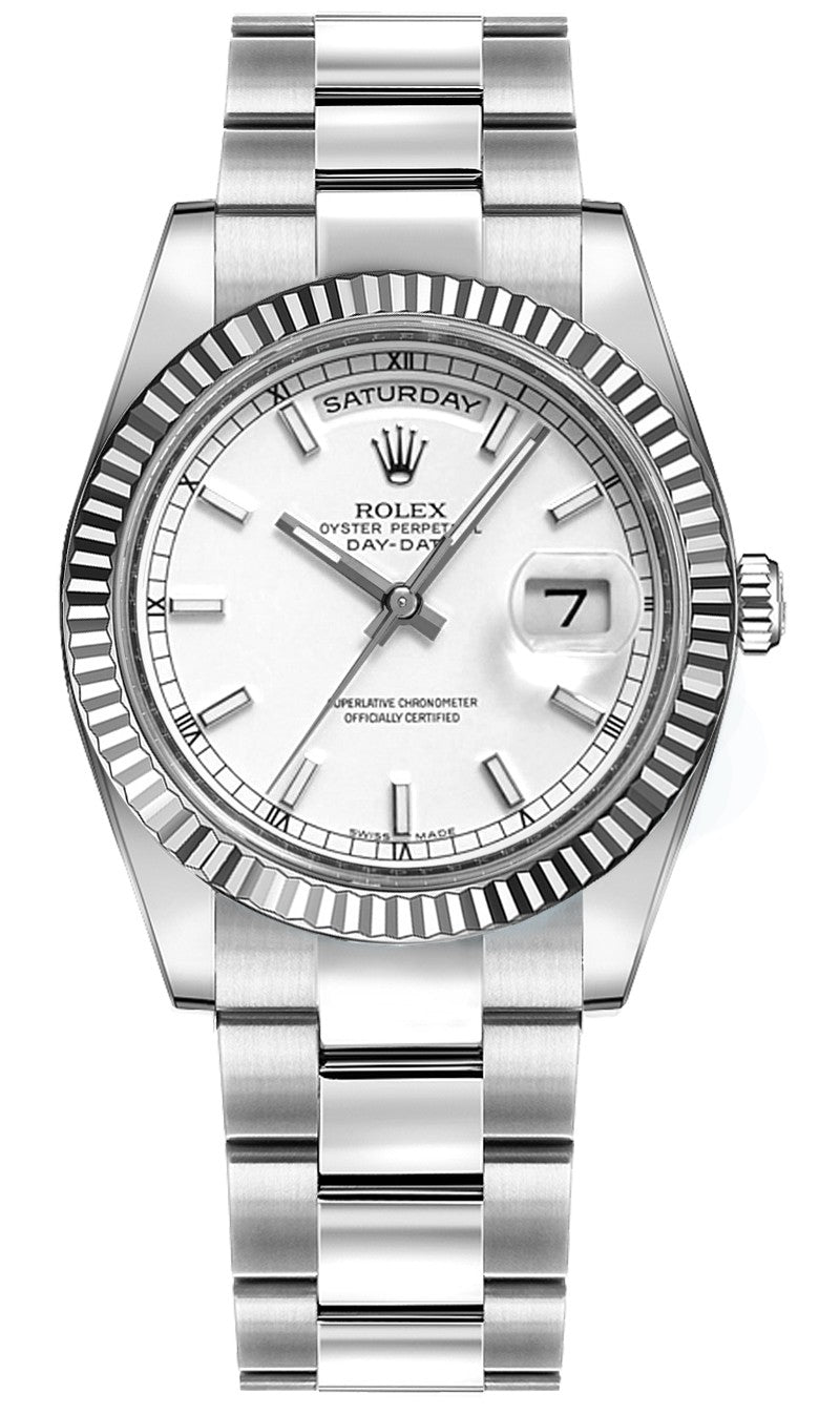 Rolex Day-Date 36 White Dial Oyster Bracelet Watch 118239