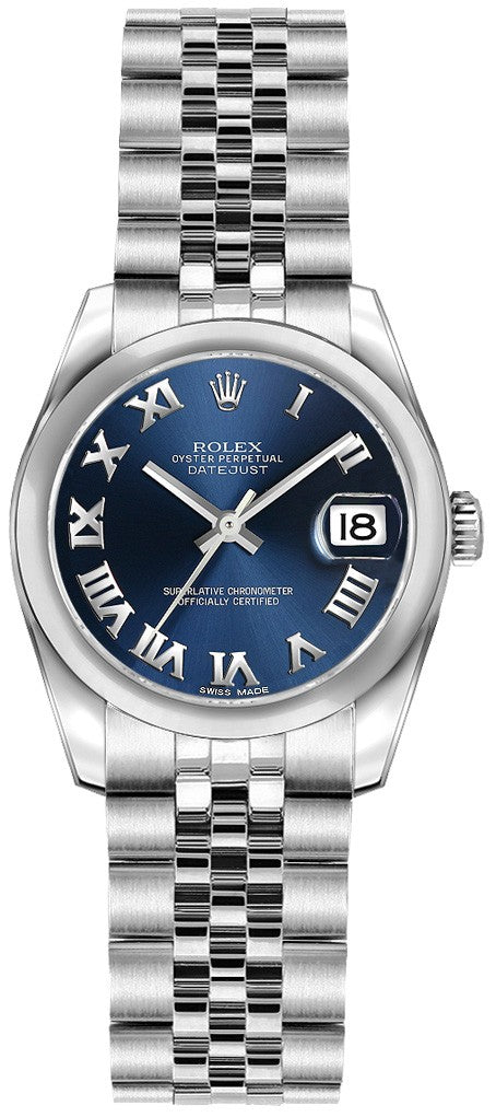 Rolex Lady-Datejust 26 Blue Roman Numeral Jubilee Women's Watch 179160