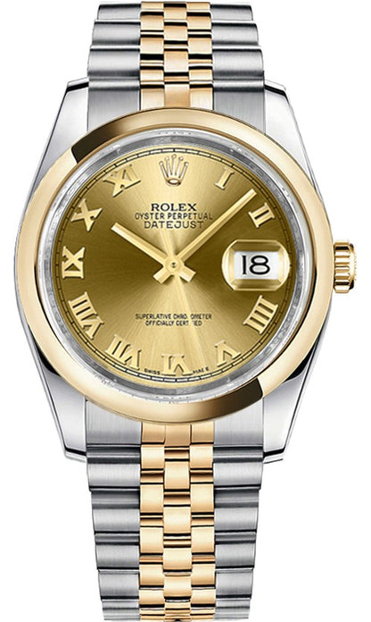 Rolex Datejust 36 Champagne Roman Numeral Watch 116203-0141