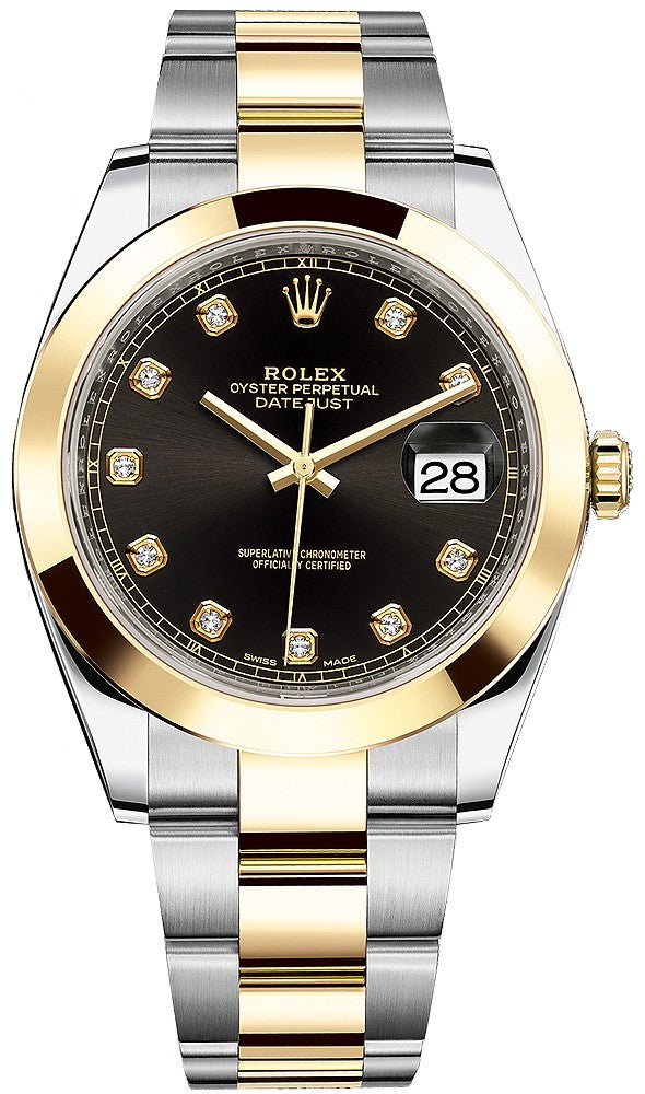 Rolex Datejust 41 Black Diamond Oyster Bracelet Watch 126303-0005