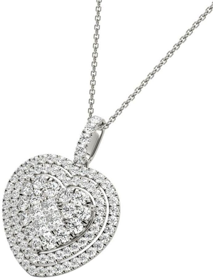 Diamond Heart Pendant, .90 Carat on Solid 18k White Gold P20247W