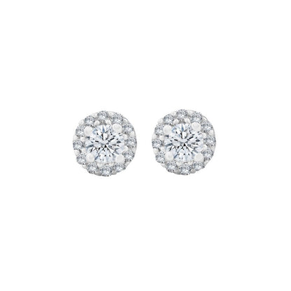 Diamond Halo Earrings, 0.22 Carat on Solid 10k White Gold