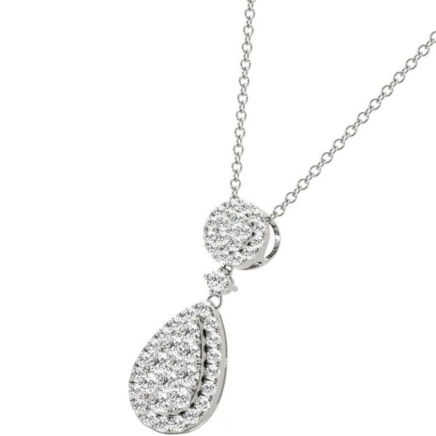 Diamond Pear Pendant, .65 Carat on Solid 18k White Gold P21959W