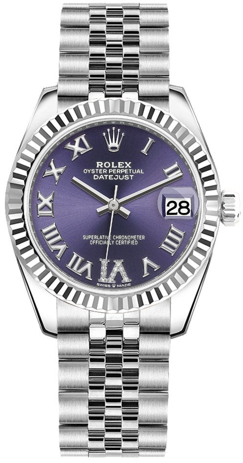 Rolex Datejust 31 Purple Dial Jubilee Bracelet Women's Watch 278274-0026