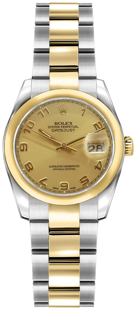 Rolex Lady-Datejust 26 Champagne Dial Diamond Women's Watch 179163