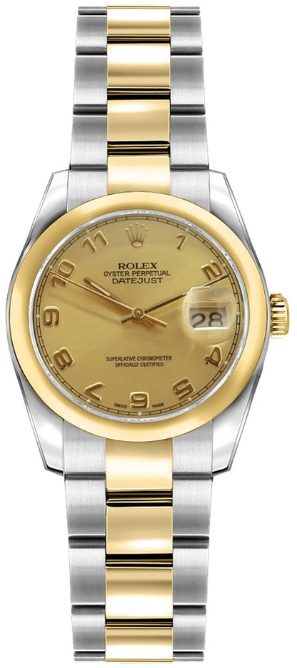 Rolex Lady-Datejust 26 Champagne Dial Diamond Women's Watch 179163