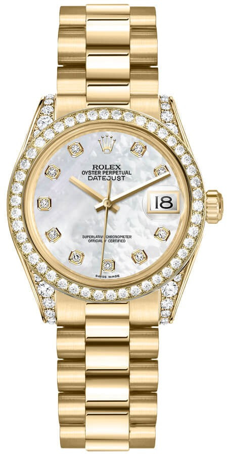 Rolex Datejust 31 Mother of Pearl Diamond Gold Watch 178158-0008