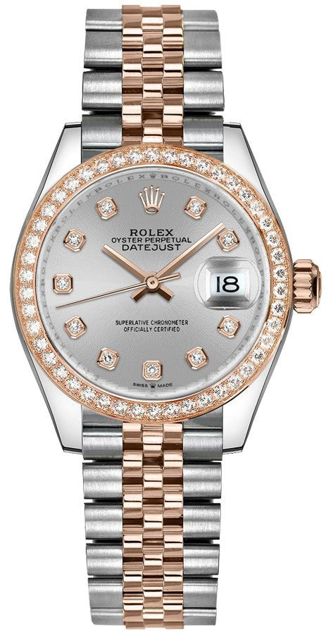 Rolex Datejust 31 Silver Dial Diamond Bezel Women's Watch 278381RBR-0016