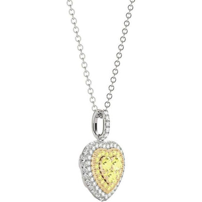 Diamond Heart Pendant, .61 Carat on Solid 18k White & Yellow Gold P21952WY