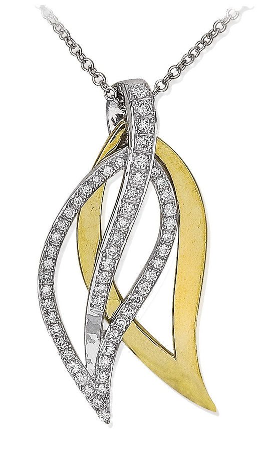 Diamond Pendant, .24 Carat Diamonds on 14K White & Yellow Gold