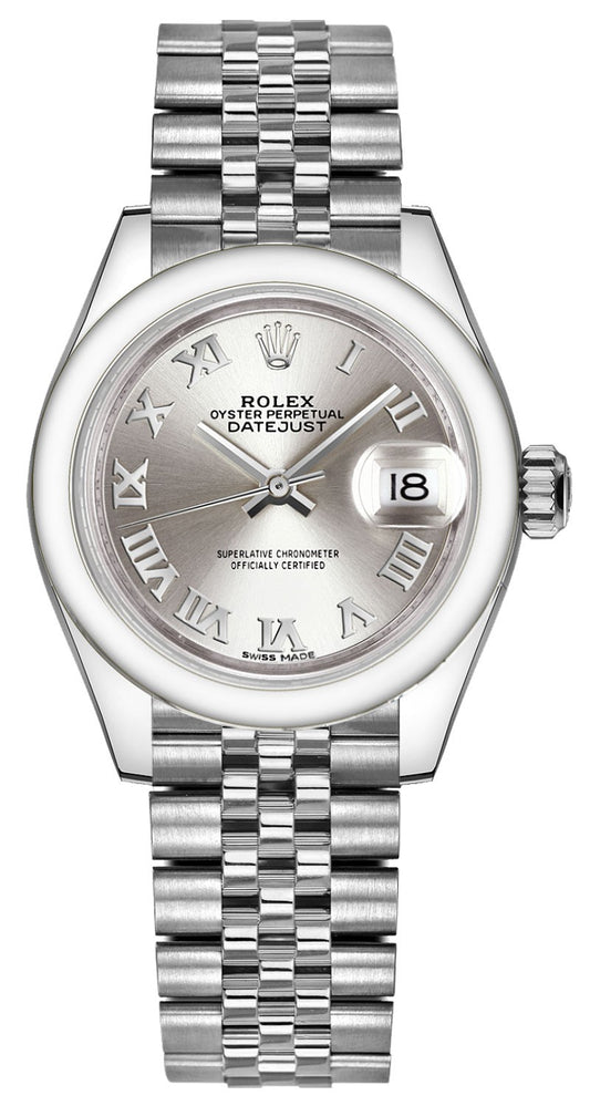 Rolex Lady-Datejust 28 Silver Roman Numeral Dial Watch 279160-0007