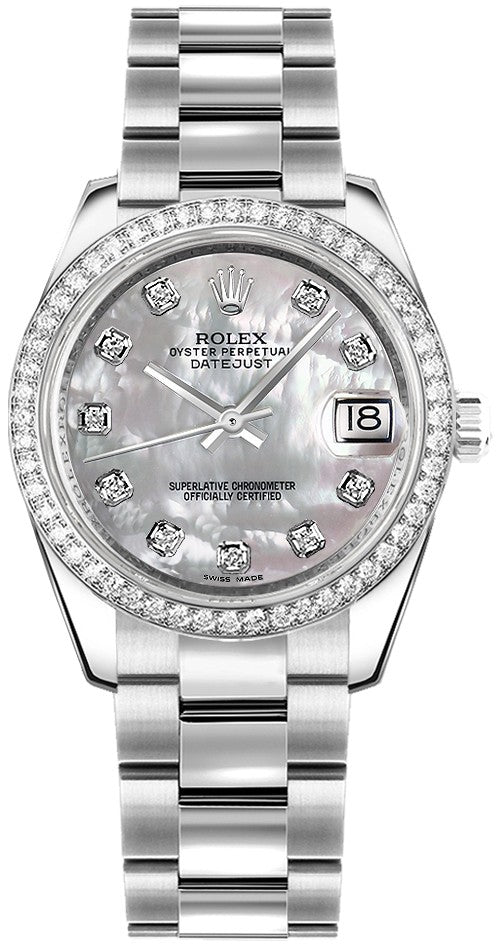 Rolex Datejust 31 Mother of Pearl Diamond Oyster Bracelet Watch 178384-0018