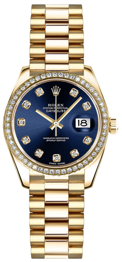 Rolex Lady-Datejust 26 Blue Diamond Dial Women's Watch 179138