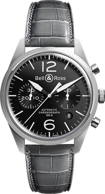 Bell & Ross Vintage Original Chronograph Black Dial Men's Watch BRV126-BL-ST-B-A-046