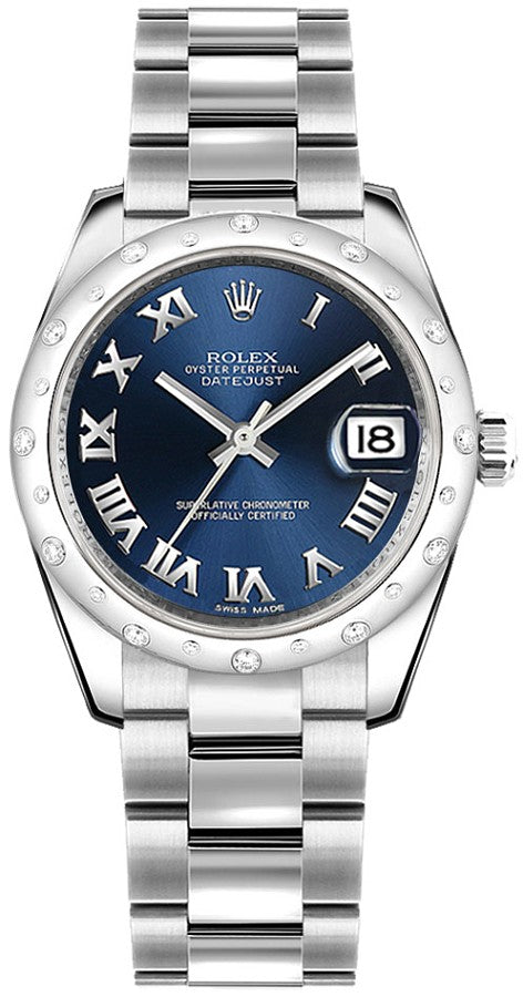 Rolex Datejust 31 Blue Roman Numeral Oyster Bracelet Watch 178344-0053