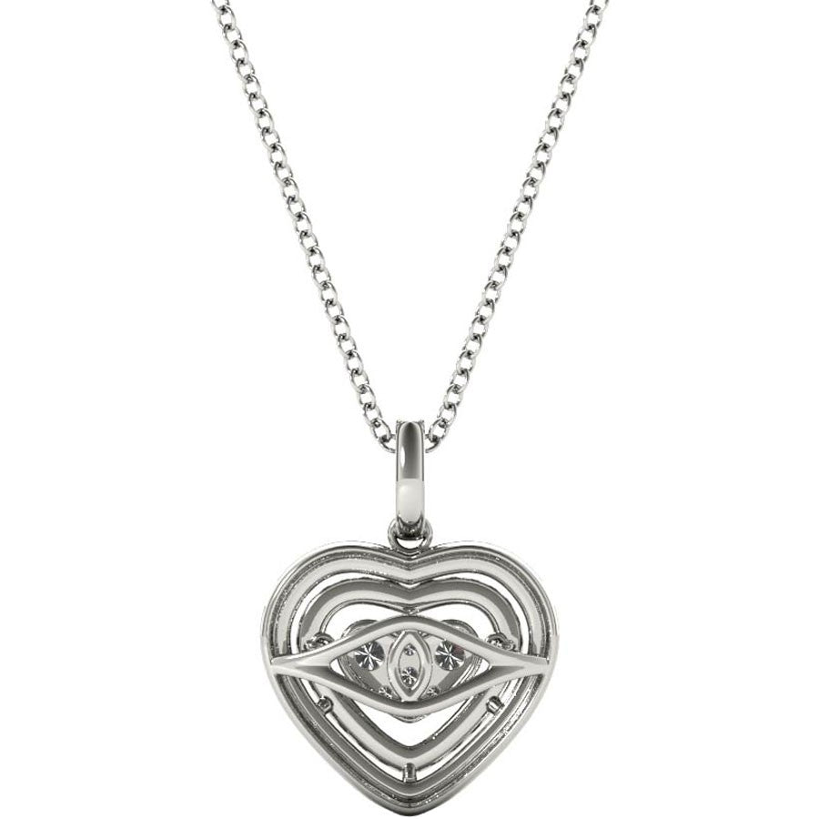 Fluttering Diamond Heart Pendant on White Gold