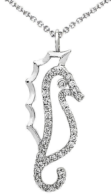 Diamond Pendant, .16 Carat Diamonds on 14K White Gold