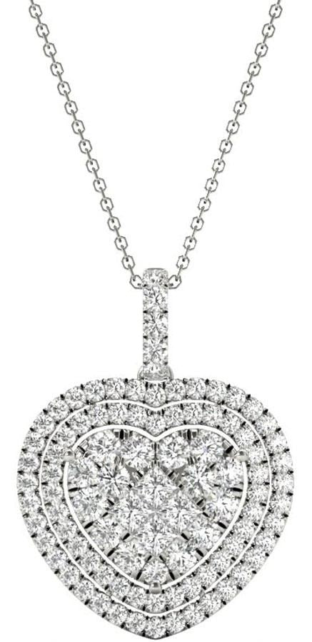 Diamond Heart Pendant, .90 Carat on Solid 18k White Gold P20247W