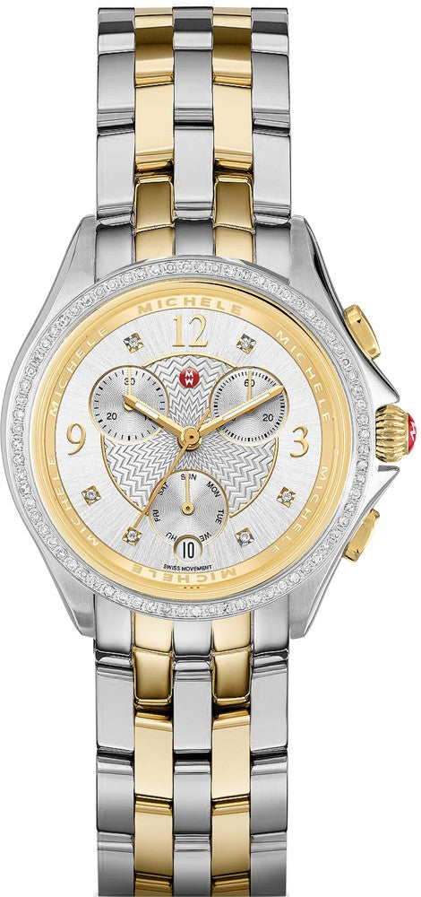 Michele Belmore Chrono Silver & Diamond Dial Ladies Watch MWW29B000006