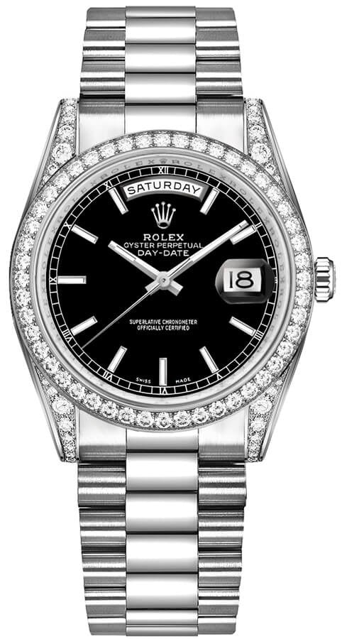 Rolex Day-Date 36 Black Dial President Bracelet Watch 118389-0061