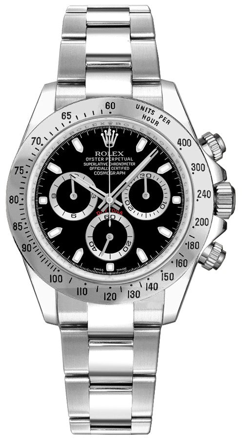 Rolex Cosmograph Daytona Steel Bezel Black Dial Men's Watch 116520-0015