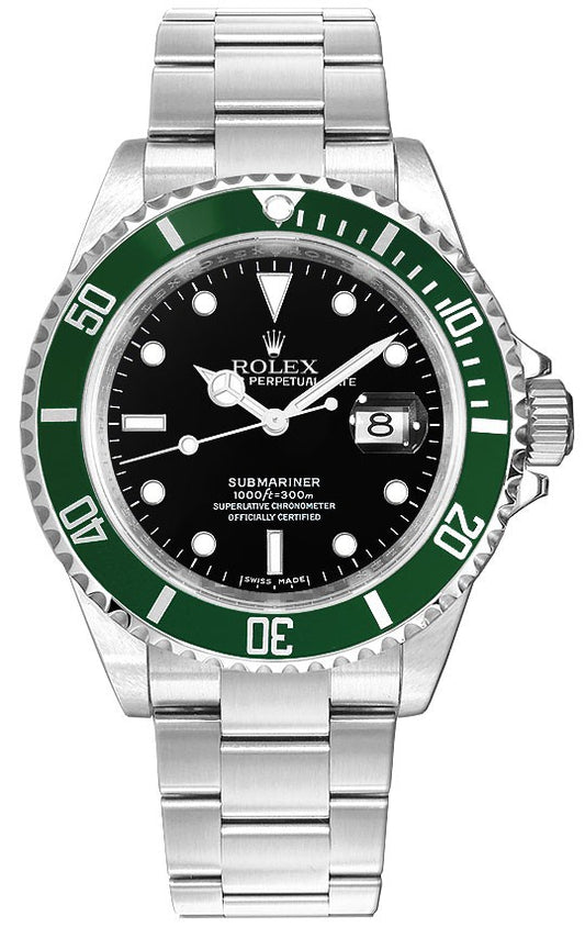 Rolex Submariner Date Green Aluminum Bezel Men's Luxury Watch 16610