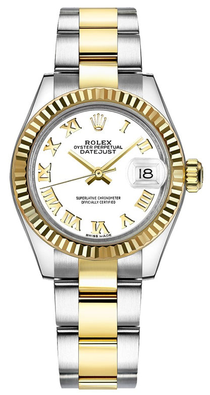 Rolex Lady-Datejust 28 White Roman Numeral Dial Women's Watch 279173-0024