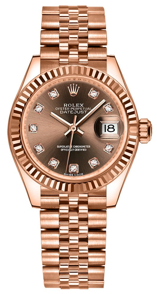 Rolex Lady-Datejust 28 Diamond Hour Markers Women's Watch 279175-0010