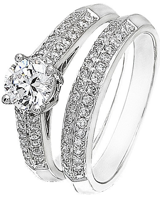 Diamond Wedding Ring Set, .52 Carat Diamonds on 14K White Gold