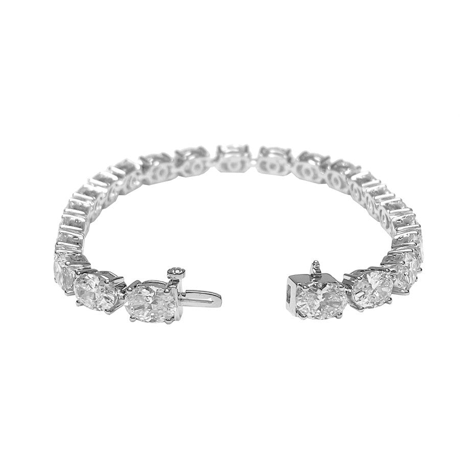 Oval Diamond Tennis Bracelet on 14k White Gold