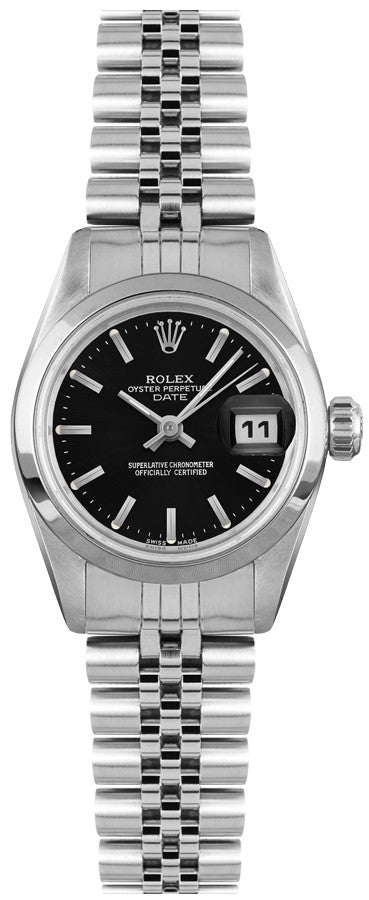 Rolex Oyster Perpetual Date 26 Black Dial Women's Watch 69160