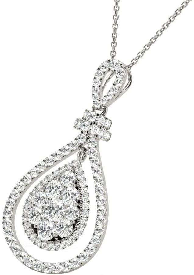 Diamond Oval Pendant, 1.03 Carat on 18k White Gold P20245W