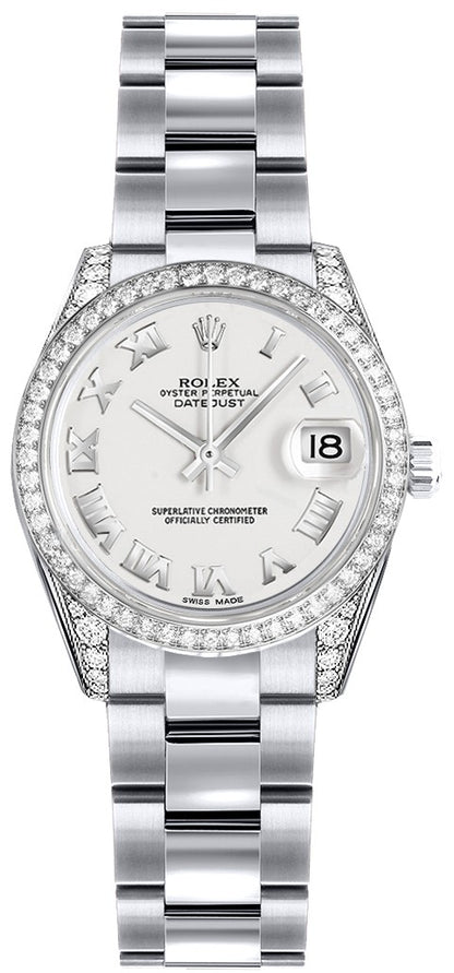 Rolex Lady-Datejust 26 White Roman Numeral Dial Women's Watch 179159