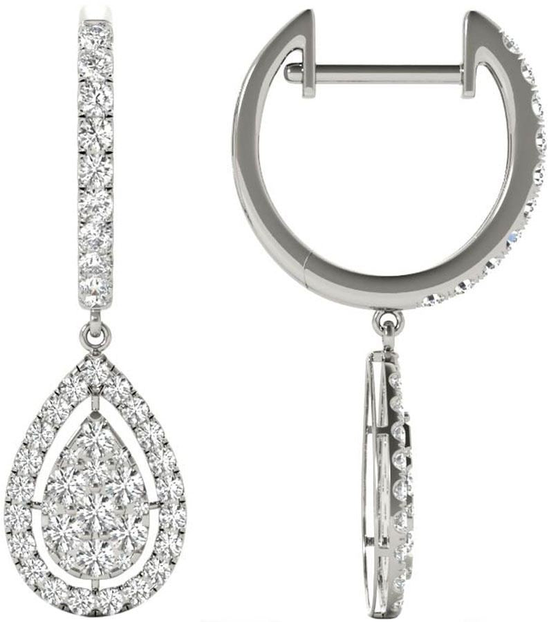 Diamond Earrings, 1.0 Carat Diamonds on Solid 18k White Gold E20239W