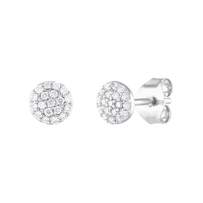 Diamond Cluster Earrings, 0.45 Carat on Solid 18k White Gold