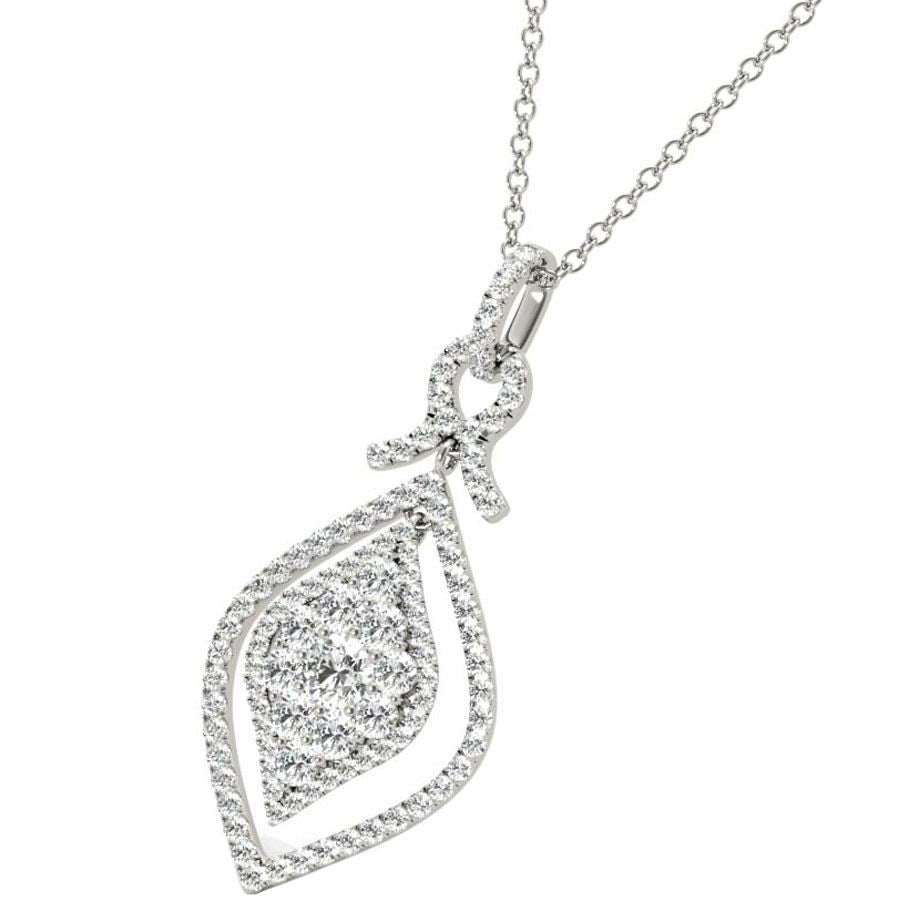 Diamond Pendant, .95 Carat on Solid 18k White Gold P21955W