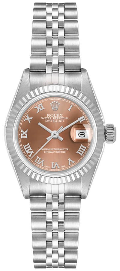 Rolex Lady-Datejust 26 18k White Gold Fluted Bezel Women's Watch 69174