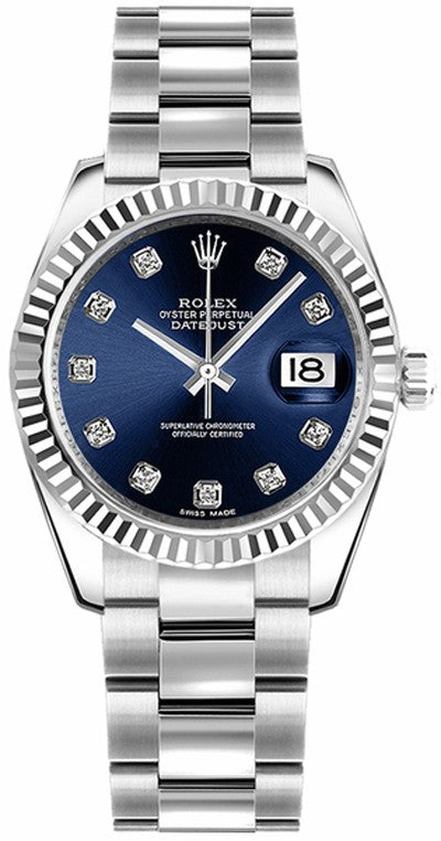 Rolex Datejust 31 Blue Diamond Oyster Bracelet Watch 178274-0061