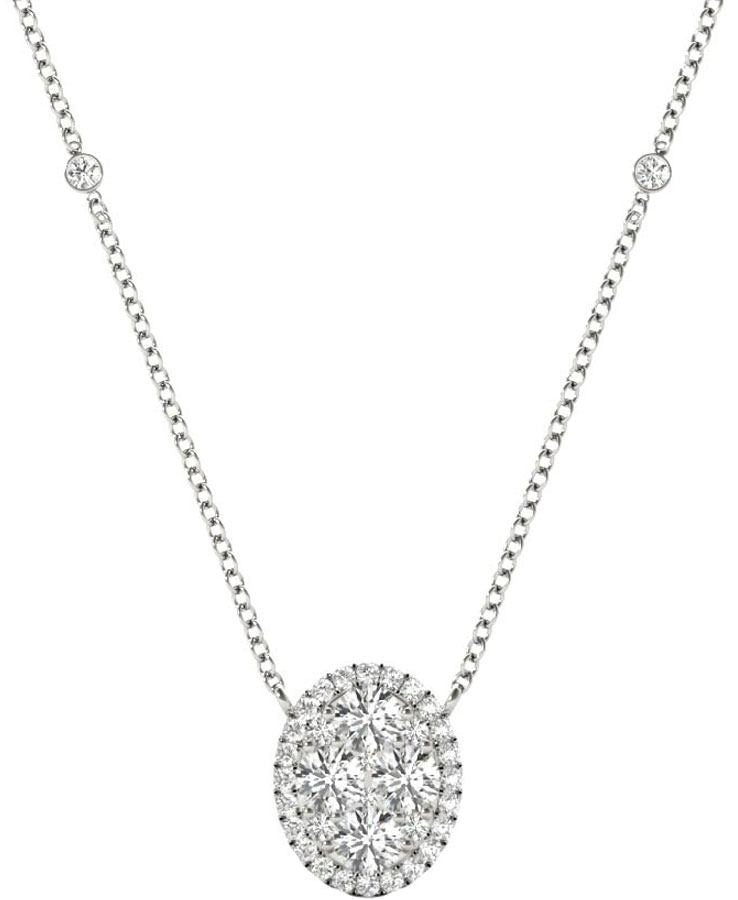 Diamond Oval Pendant, .71 Carat on Solid 18k White Gold P20243W