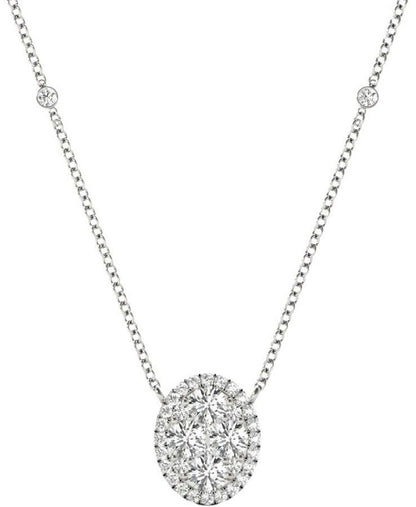 Diamond Oval Pendant, .71 Carat on Solid 18k White Gold P20243W